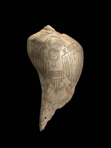 Engraved shell cup with depiction of Birdman